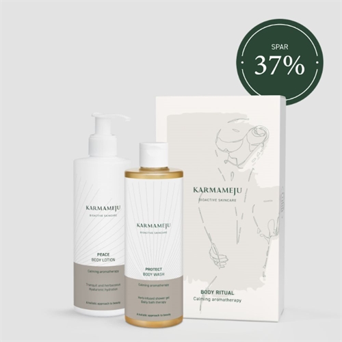 KARMAMEJU GAVEÆSKE PROTECT BODY WASH/ PEACE BODY LOTION VÆRDI 638,-